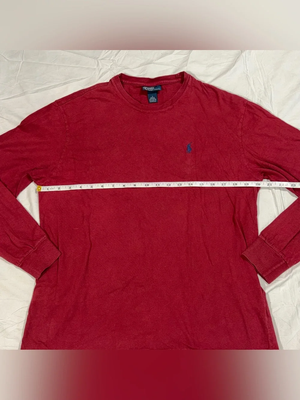 Polo Ralph Lauren Men's Burgundy Long Sleeve Crewneck Pony Tee Small B22